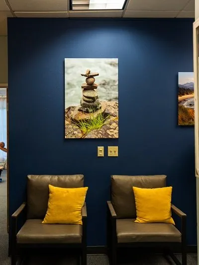 Entryway seating at Pacific Northwest Pilates
